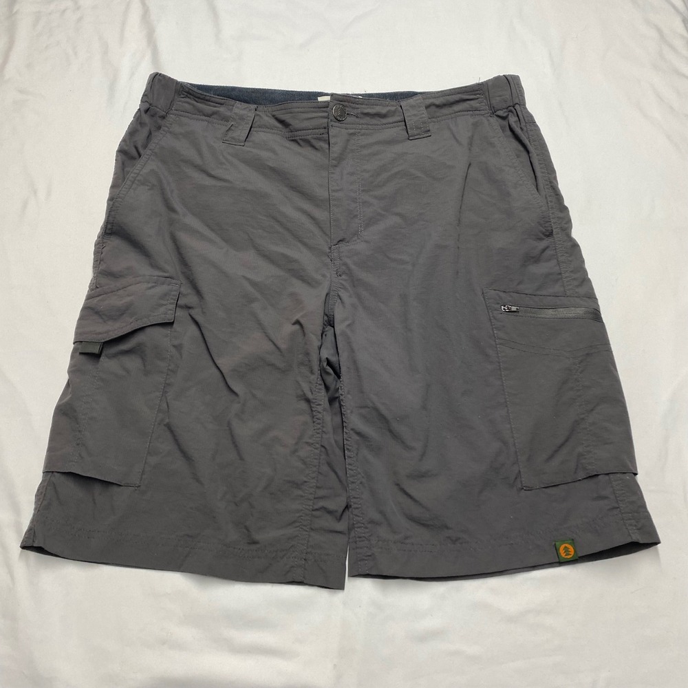 Sun River Clothing Co Mens Grey Nylon Ripstop Cargo Hiking Shorts Size 36